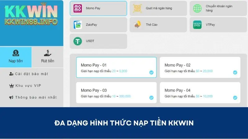 Nạp tiền vào tài khoản Kkwin đơn giản