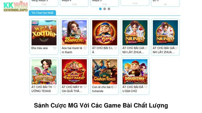 Sảnh cược MG với các game bài chất lượng